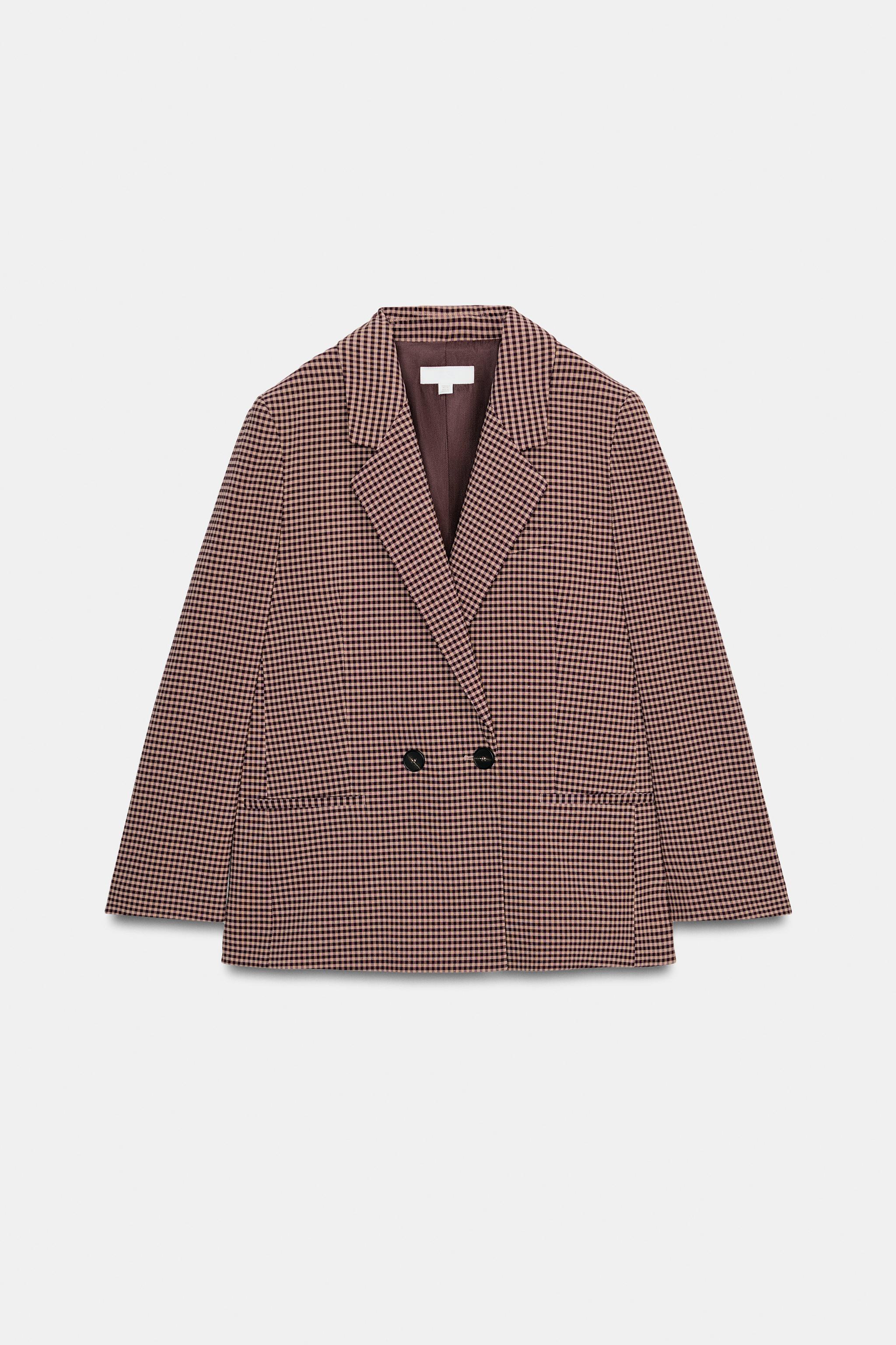 OVERSIZED PLAID DOUBLE-BREASTED BLAZER